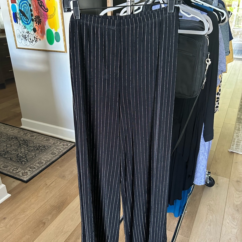 Chicos travelers wide leg pin stripe pants
